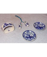Vintage Holland Blue Delft Butter Pats Napkin Ring Miniature Clogs Lot - €8,70 EUR