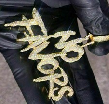 1.50Ct Rotondo Diamanti Finti Uomo su Misura Ciondolo 14k Placcato Oro Giallo - £169.23 GBP