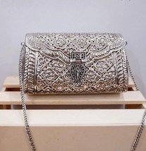 Exclusive Hand Carved  High quality silver clutch Antique Purse Wallet Hand Bag - £54.67 GBP