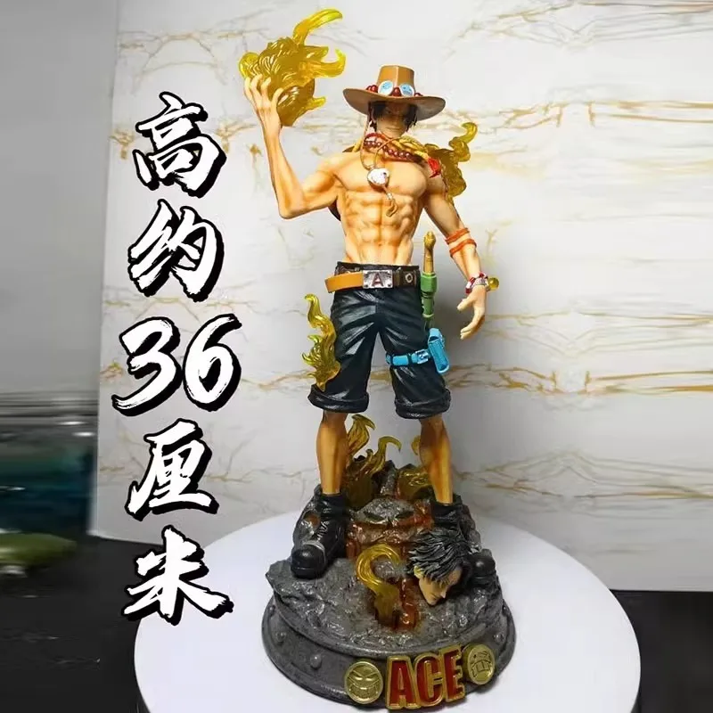 36cm One Piece Anime Figures Portgas D Ace Action Figure PVC Statue Room - £40.41 GBP+