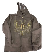 Avirex Studded Double Eagle Brown Hoodie Mens Large Zip Up Streetwear Di... - $89.05