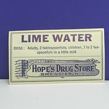 Drug store pharmacy ephemera label advertising Lime Water Hopes Brewster... - $11.83