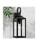Dusk to Dawn Black Outdoor Wall Lantern, 19” Outdoor Wall Sconce, E26 Ba... - $32.66