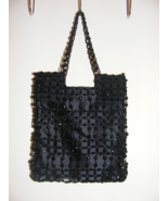 Vintage Giorgio of Beverly Hills Black Silk Handbag with Chain Beads 1-E - €27,35 EUR