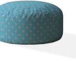 24&quot; Blue And Grey Cotton Round Polka Dots Pouf Ottoman - $206.99