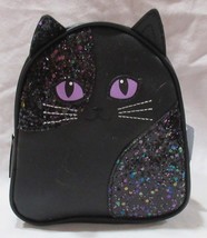 Bath & Body Works BLACK CAT empty cosmetic Backpack Bag with glitter purple eyes - £24.17 GBP