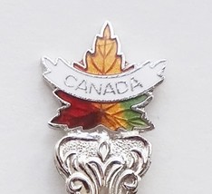 Collector Souvenir Spoon Canada Maple Leaf Banner Cloisonne Emblem - £3.16 GBP