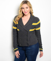 Zenobia Ladies Double Breasted Sweater Gray Long Sleeve Plus Size 1X - £23.17 GBP