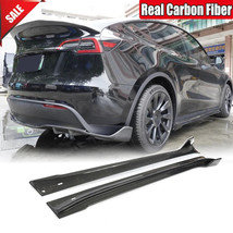 Tesla Model Y 2020-2023 Real Carbon Fiber Side Skirts Extension Lip Rocker Panel - £382.80 GBP