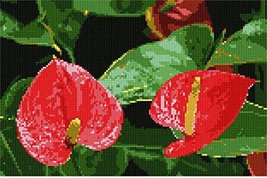 Pepita needlepoint canvas: Anthurium Flamingo Flowers, 12&quot; x 8&quot; - £56.76 GBP+