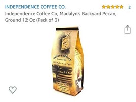 Independence Coffee Co, Madalyn&#39;s Backyard Pecan, Ground 12 Oz (Pack of 3 - £43.40 GBP