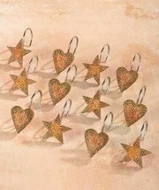 12-Pc. Set Shower Curtain Hooks Linda Spivey Country Hearts Stars - $13.54