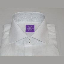 Mens 100% Linen Summer Shirt J.Valintin Turkey-Usa High Collar OBR78-01 White image 12