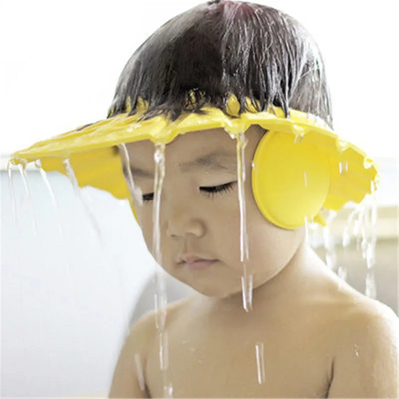 Play Adjustable Baby Swim Cap Bath Shampoo Eye Protection Head Shower Water Cove - £23.15 GBP