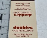 Vintage Matchbook Cover Doubles Cafe-Restaurant Norwalk, CT  gmg  Unstruck - $12.38