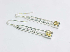 CITRINE Drop EARRINGS in STERLING Silver - 1 1/2 inches long - FREE SHIP... - £43.43 GBP