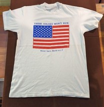 These Colors Won’t Run American Flag Usa White T-shirt, Mens Large Vintage Ss - £19.02 GBP