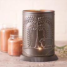 Punched Tin Candle Warmer Sheep &amp; Willow Handmade Accent Light In Kettle Black - £30.01 GBP