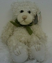 First &amp; Main 9&quot; White Teddy Bear With Green Bow Marked Lil&#39; Scraggles #1863 - £6.06 GBP