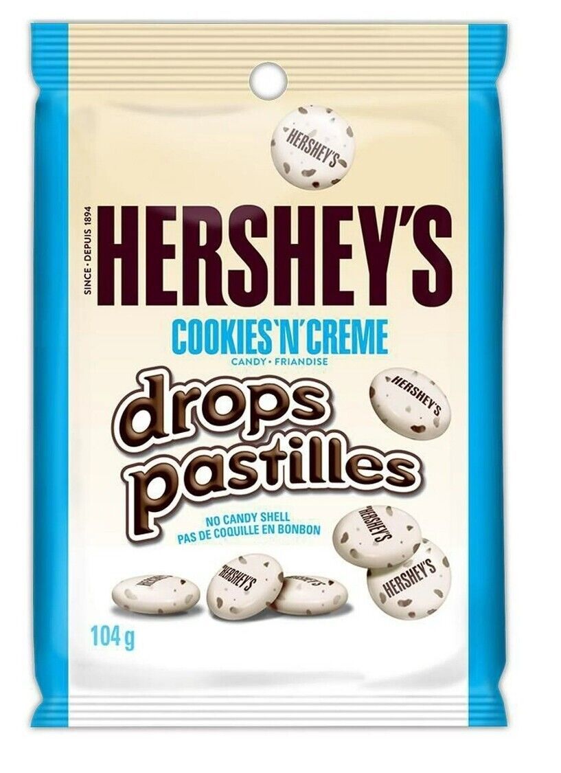 12 Bags of Hershey's COOKIES 'N' CREME Drops Candy  104g Each  - Free Shipping - $57.09