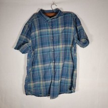 Prana Shirt Mens Size Large All Over Navy Blue Short Sleeve Button Down Outdoor - £12.13 GBP