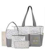 Baby Essentials Diaper Bag Tote 5PC Set Grey Cream Sun Moon Stars - $33.27 CAD