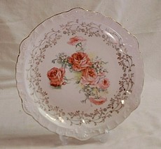 Old Vintage Sevres Porcelain Dinner Plate Pink Roses Gold Trim Embossed Edge - £38.21 GBP