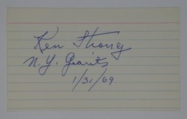 Ken Strong Signed 3x5 Index Card New York Giants Autographed HOF - £55.68 GBP