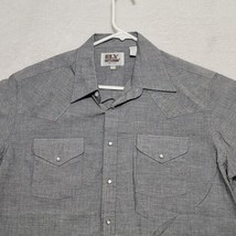Vintage Ely Cattleman Western Shirt Mens 16.5 Gray Pearl Snap Casual - £20.34 GBP