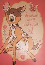 Bambi Greeting Card Birthday &quot;Someone That is  Small and Sweet is 1...&quot; - $3.89