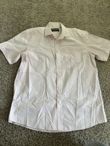 Jack Reid Mens Pink Cotton Button-Up Size Small Neck 15.5 Collared Short... - $14.01