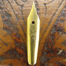 Vintage Fountain Pen Nib Signed Juri 4 Gold Color - £5.44 GBP