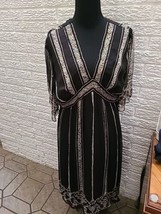 Paradise NY  Women’s Size L Black Embellished Trim Lined side Zip Dress EUC - £18.32 GBP