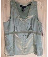 JONES WEAR Green Sleeveless VNeck Top Size 12 Embellished, Lace Embroide... - £28.39 GBP