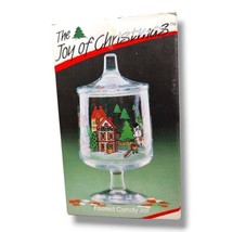 The Joy of Christmas Jamestown Candy / Cookie Jar Glass Footed NEW - £18.34 GBP