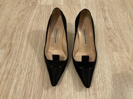 Manolo Blahnik Pumps Low-Heel Black Satin Women’s size 37 Italy Shoes - £71.94 GBP
