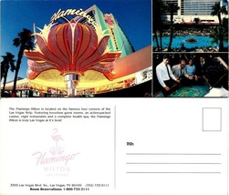 USA Nevada Las Vegas Flamingo Hilton Hotel Gambling Pool Palm Trees VTG Postcard - £7.56 GBP