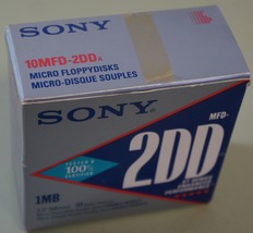 Sony Pack of 10 MFD-2DD Micro Floppy Disks Double Sided / Double Density - NOS - $11.85
