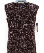 Chaps by Ralph Lauren V Neck Pleated Empire Jersey Dot Dress XS Sz 2 - £55.78 GBP