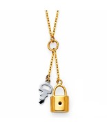 14K Two Tone Gold Lock &amp; Key Necklace - €266,85 EUR