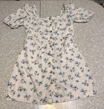Old Navy Puff Sleeve Smocked Mini Dress Floral Linen Blend Milkmaid Medium - $19.99