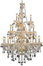 Chandelier GISELLE Transitional 21-Light Crystal Gold Steel Glass Royal-Cut - £1,695.81 GBP