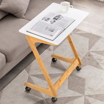 Tv Tray Table With Wheels Sofa Side Table With Casters Couch Laptop Desk End Tab - £95.42 GBP