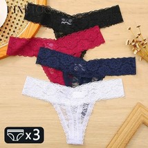 Low-Rise Lace Thongs Women Sexy Floral G-string Panties Ladies M-XL T-ba - $14.81+