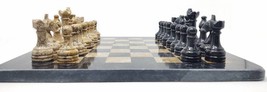 JT Handmade Black and Fossil Coral Marble Chess Game Set - 12 inch - £75.00 GBP