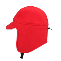 Red - Mens Fleece Lined Thermal Skull Cap Beanie Ear Covers Winter Hat - £21.99 GBP