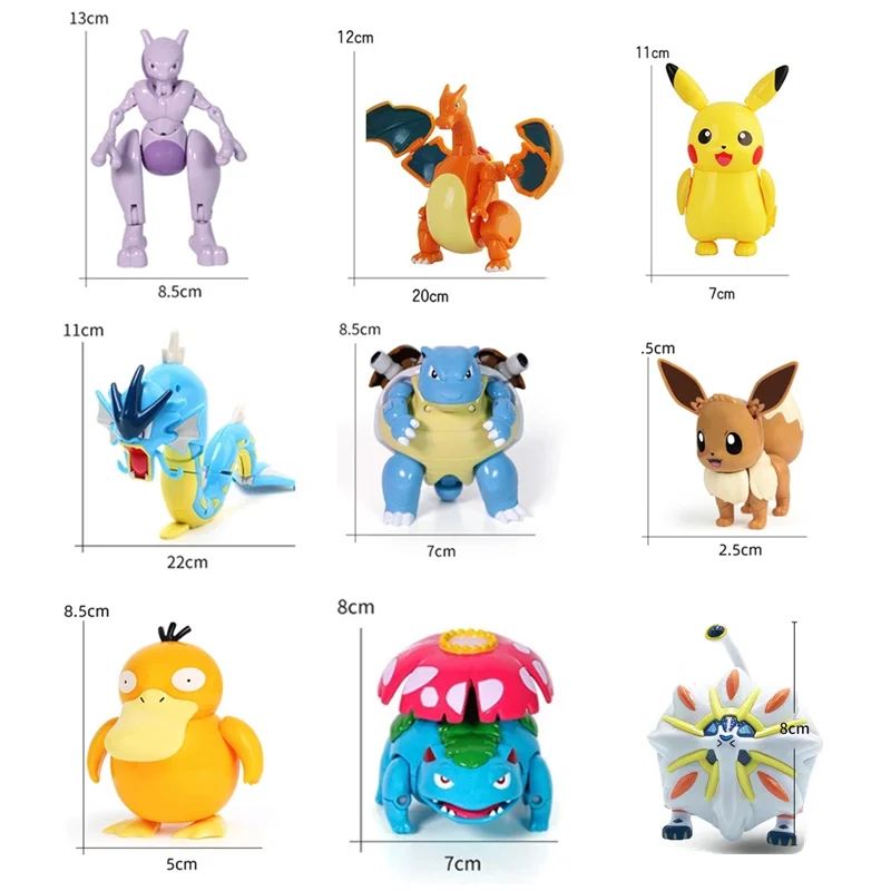 Play 12 Models  Anime Figure Toy Action Deformation Mewtwo Charizard Pikachu Poc - £25.57 GBP