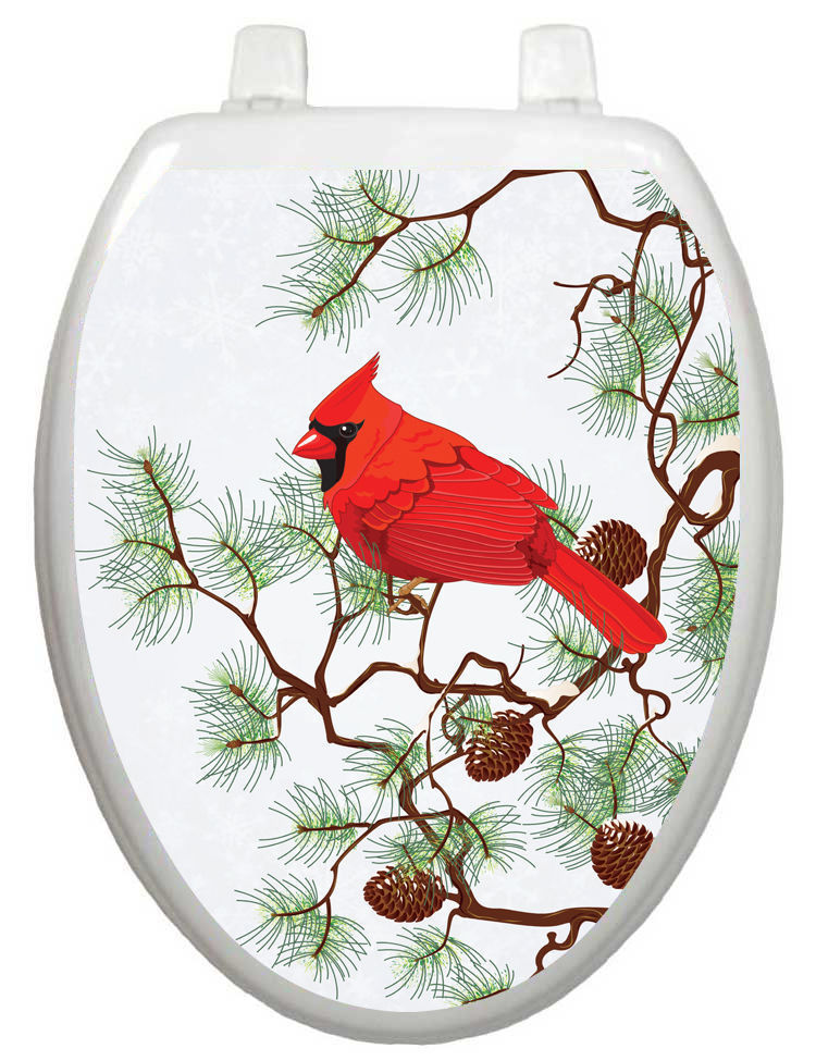 Toilet Tattoos Winter Cardinal Removable Vinyl Decor #1095 Christmas