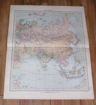 1927 Original Vintage Italian Political Map Of Asia China Indonesia India - £15.03 GBP