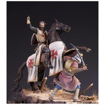 1/24 Resin Model Kit Horseman Medieval Knight Templar &amp; Saracen Unpainted - £24.63 GBP